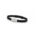 Classic Black Braided Leather Bracelet for Men | Magnetic Clasp Stainless Steel
