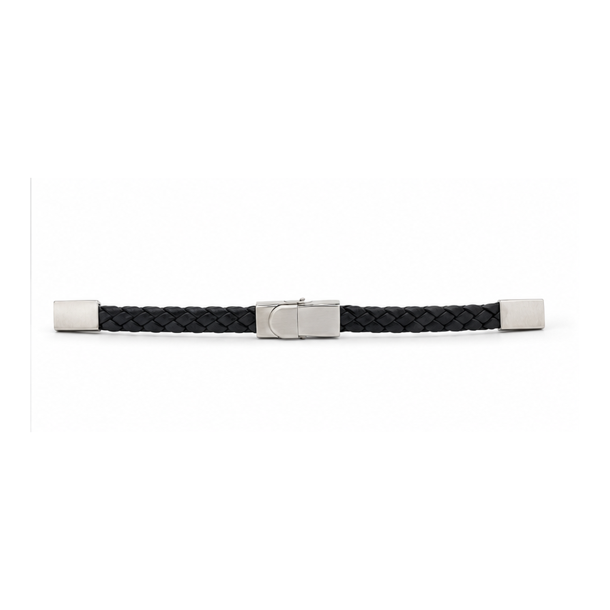 Classic Black Braided Leather Bracelet for Men | Magnetic Clasp Stainless Steel