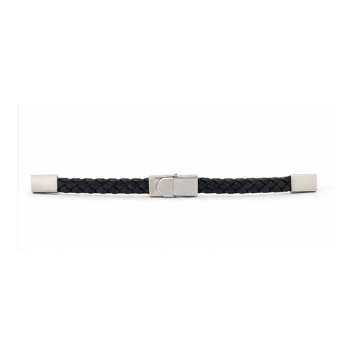 Classic Black Braided Leather Bracelet for Men | Magnetic Clasp Stainless Steel