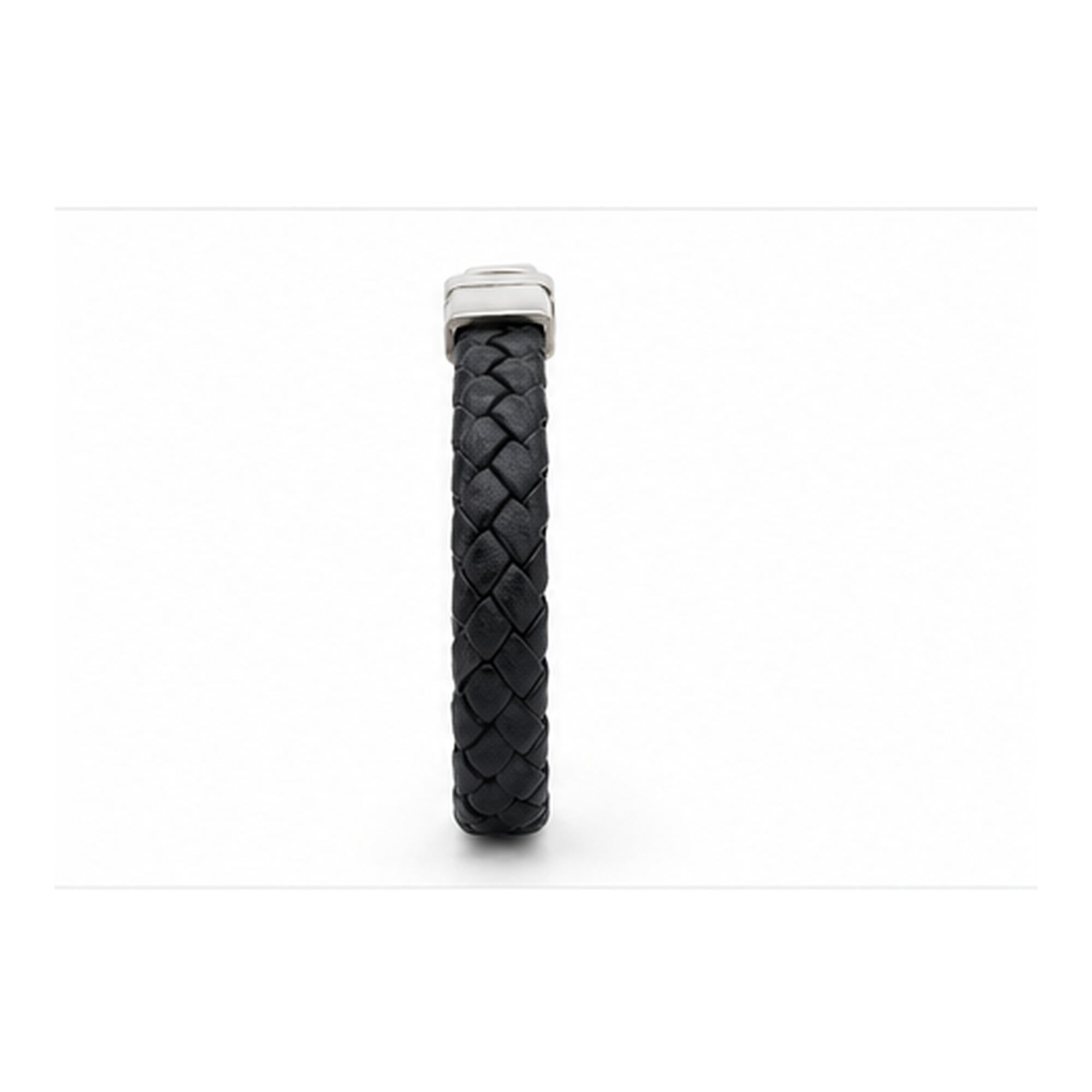 Classic Black Braided Leather Bracelet for Men | Magnetic Clasp Stainless Steel