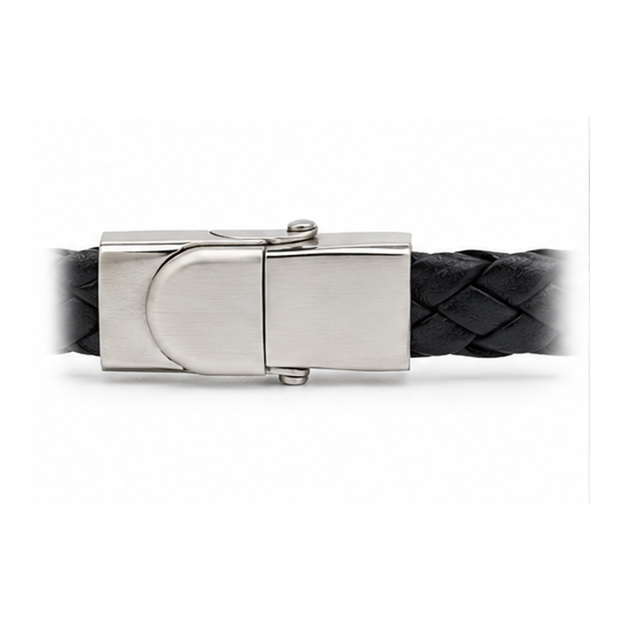 Classic Black Braided Leather Bracelet for Men | Magnetic Clasp Stainless Steel