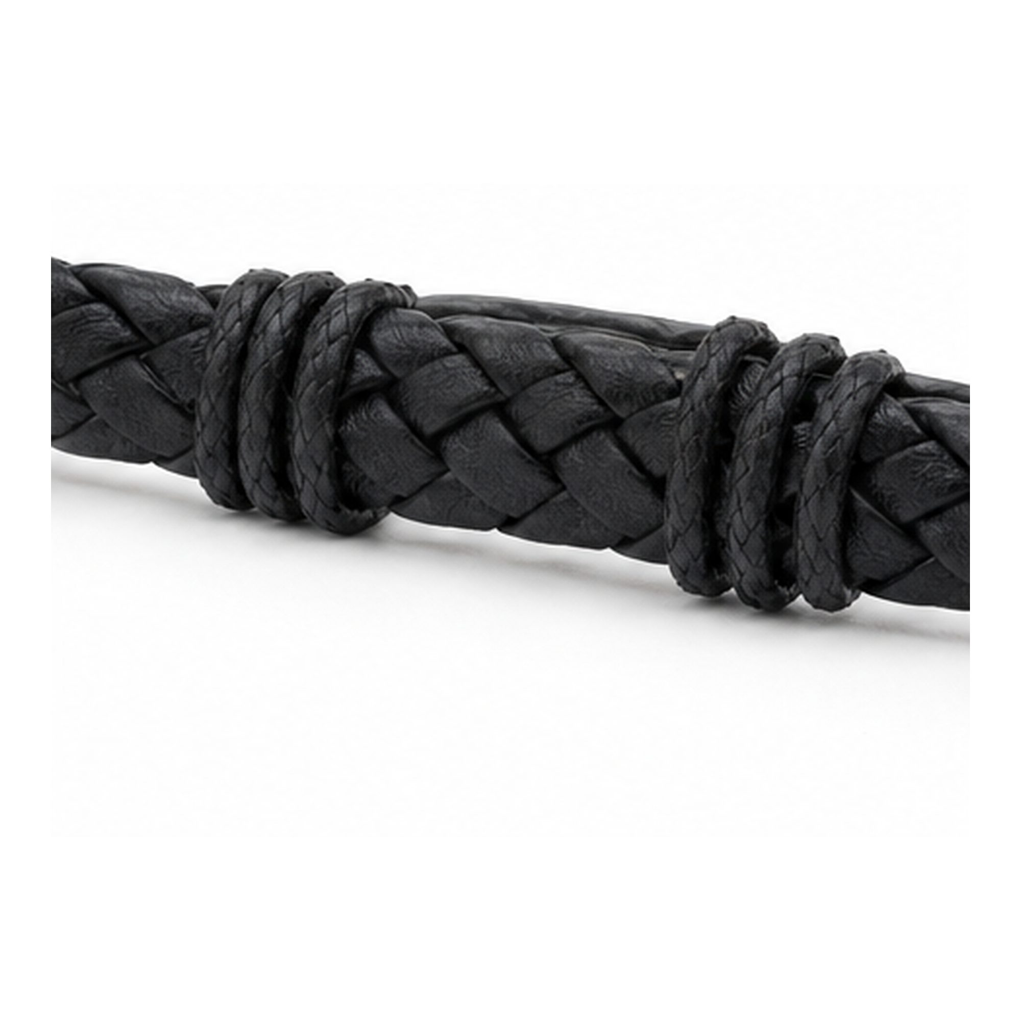 Classic Black Braided Leather Bracelet for Men | Magnetic Clasp Stainless Steel