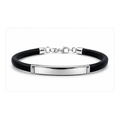 Black Rubber Bracelet for Men | Stainless Steel ID Wristband