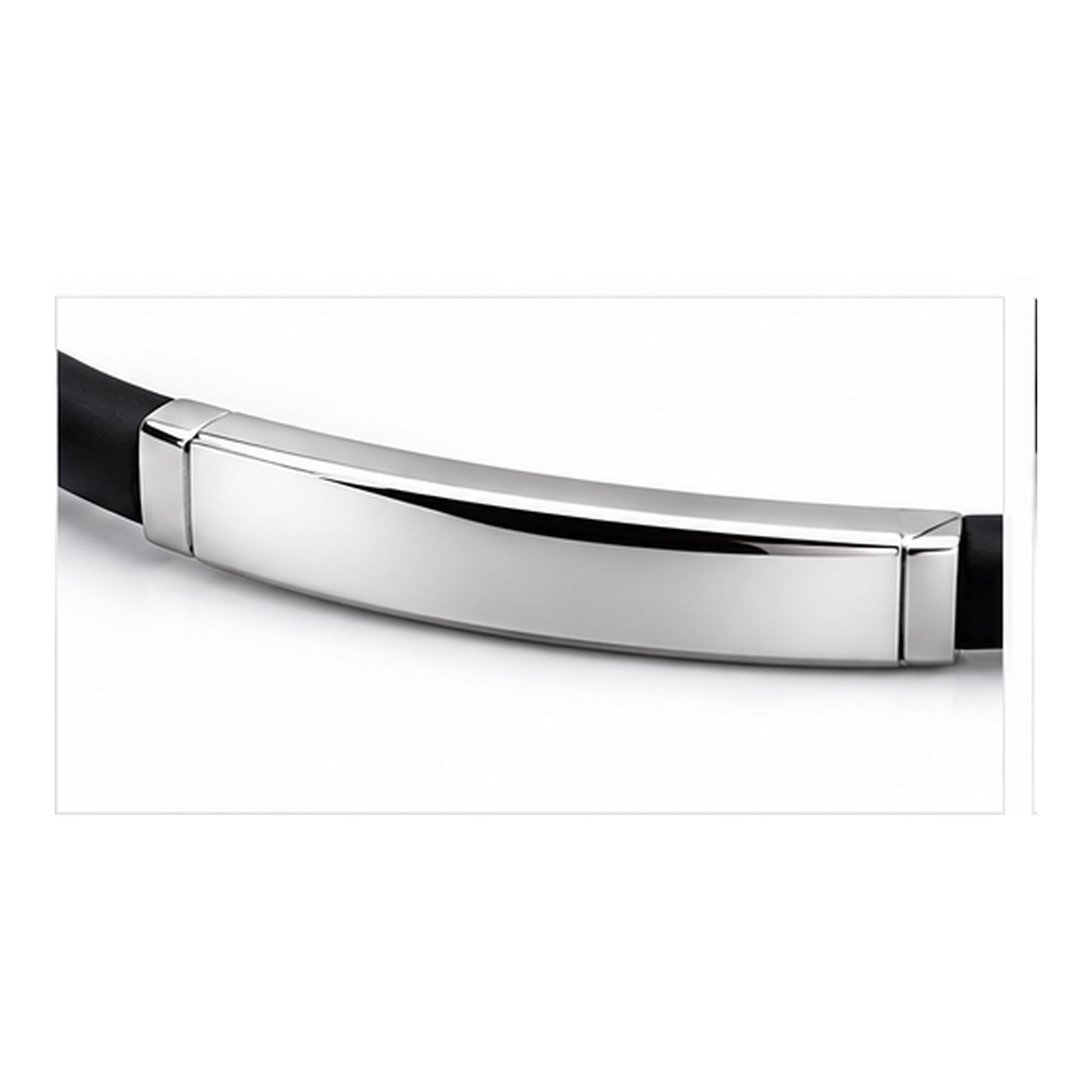 Black Rubber Bracelet for Men | Stainless Steel ID Wristband