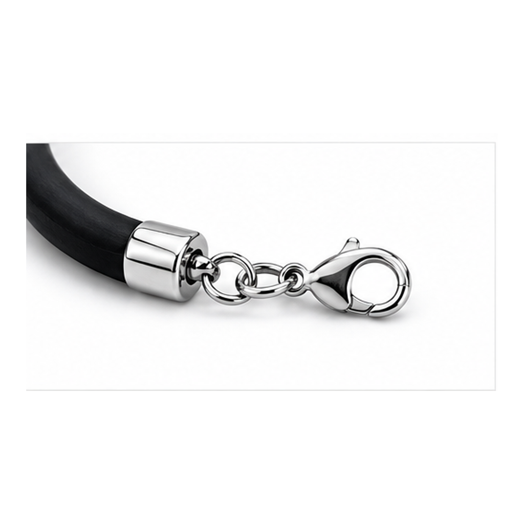 Black Rubber Bracelet for Men | Stainless Steel ID Wristband