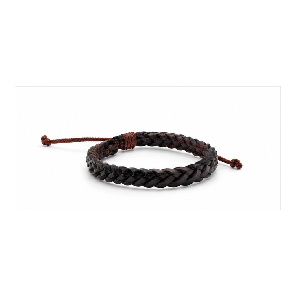 Dual-Tone Braided Adjustable Leather Bracelet for Men | Handmade Black & Brown Bracelet