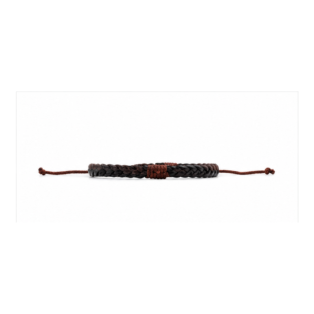 Dual-Tone Braided Adjustable Leather Bracelet for Men | Handmade Black & Brown Bracelet