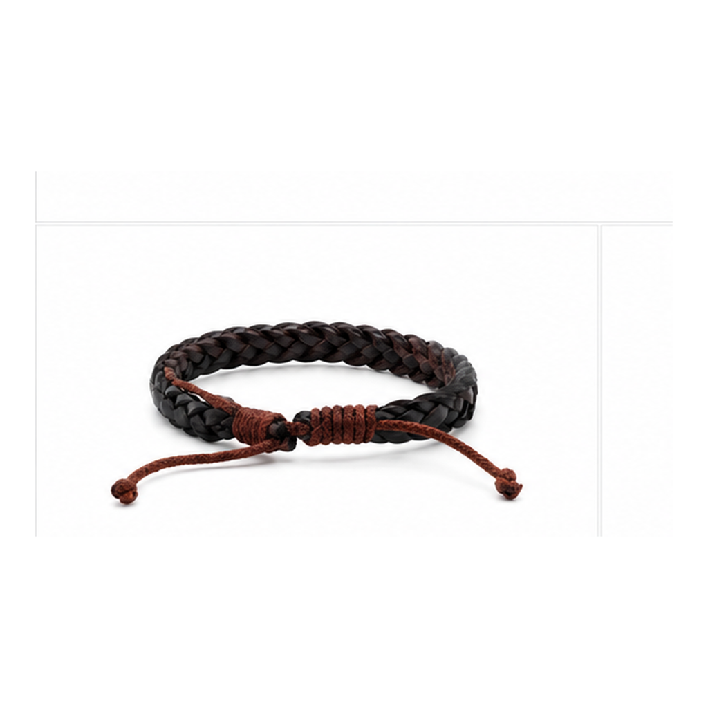 Dual-Tone Braided Adjustable Leather Bracelet for Men | Handmade Black & Brown Bracelet