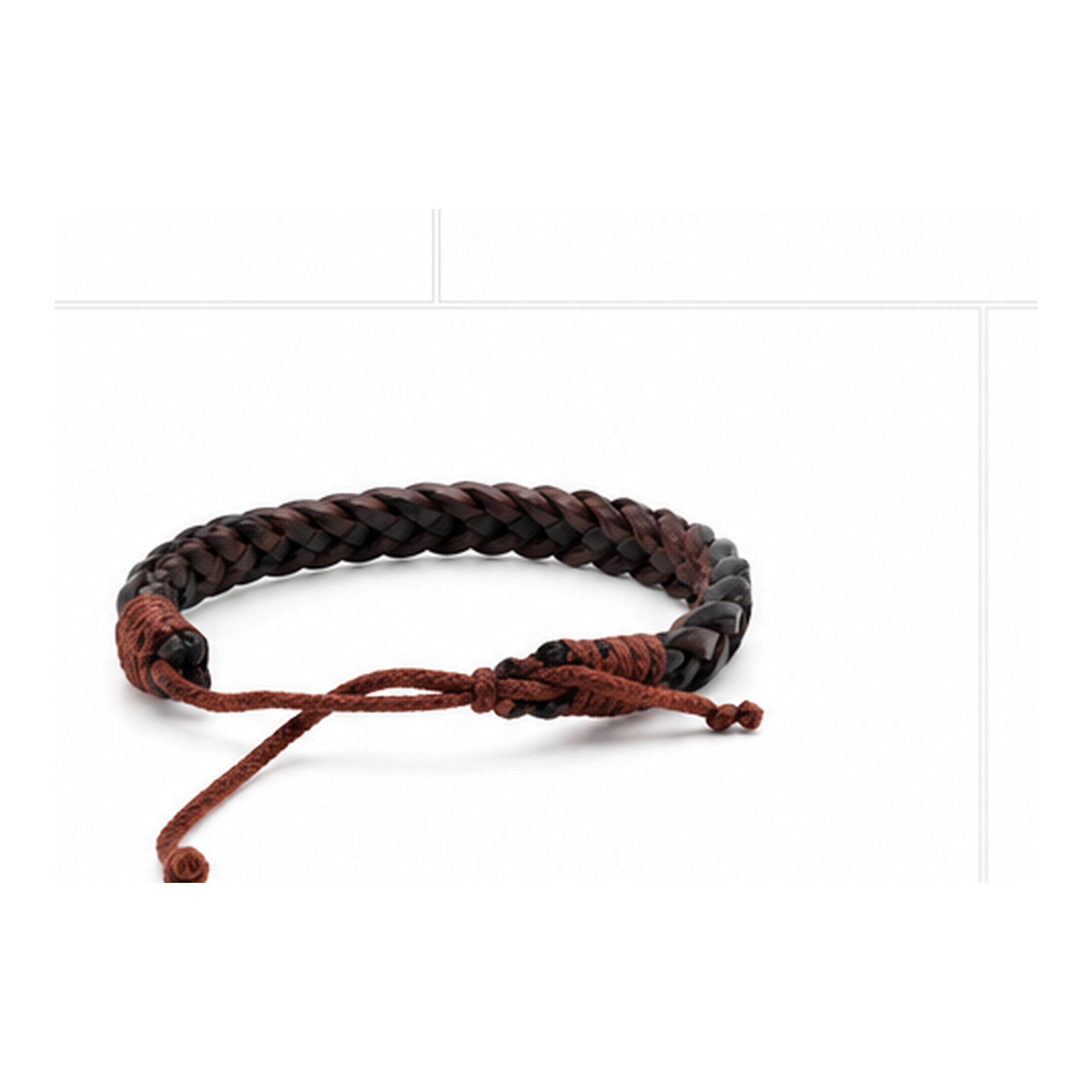 Dual-Tone Braided Adjustable Leather Bracelet for Men | Handmade Black & Brown Bracelet