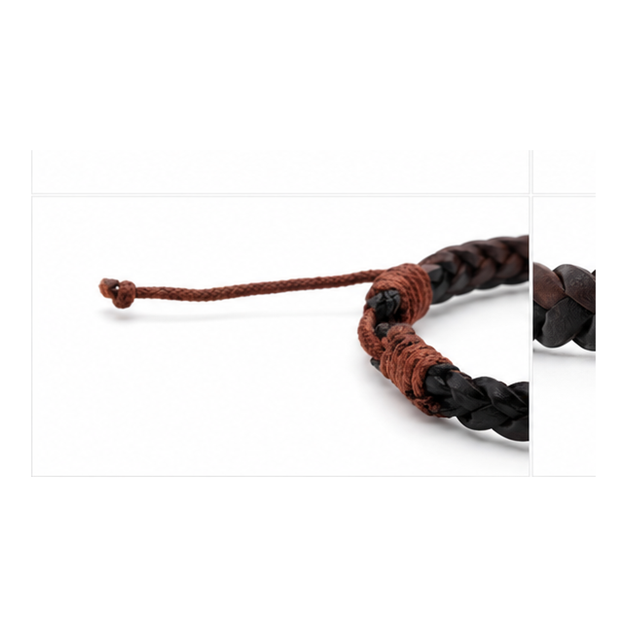 Dual-Tone Braided Adjustable Leather Bracelet for Men | Handmade Black & Brown Bracelet