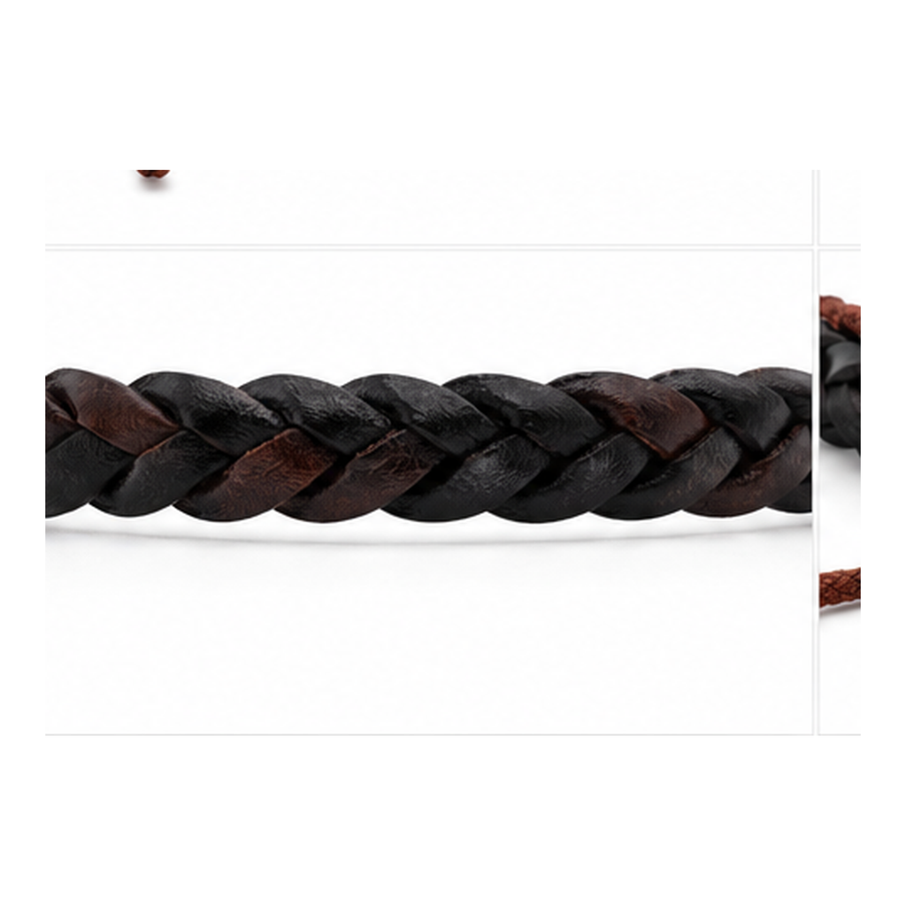 Dual-Tone Braided Adjustable Leather Bracelet for Men | Handmade Black & Brown Bracelet