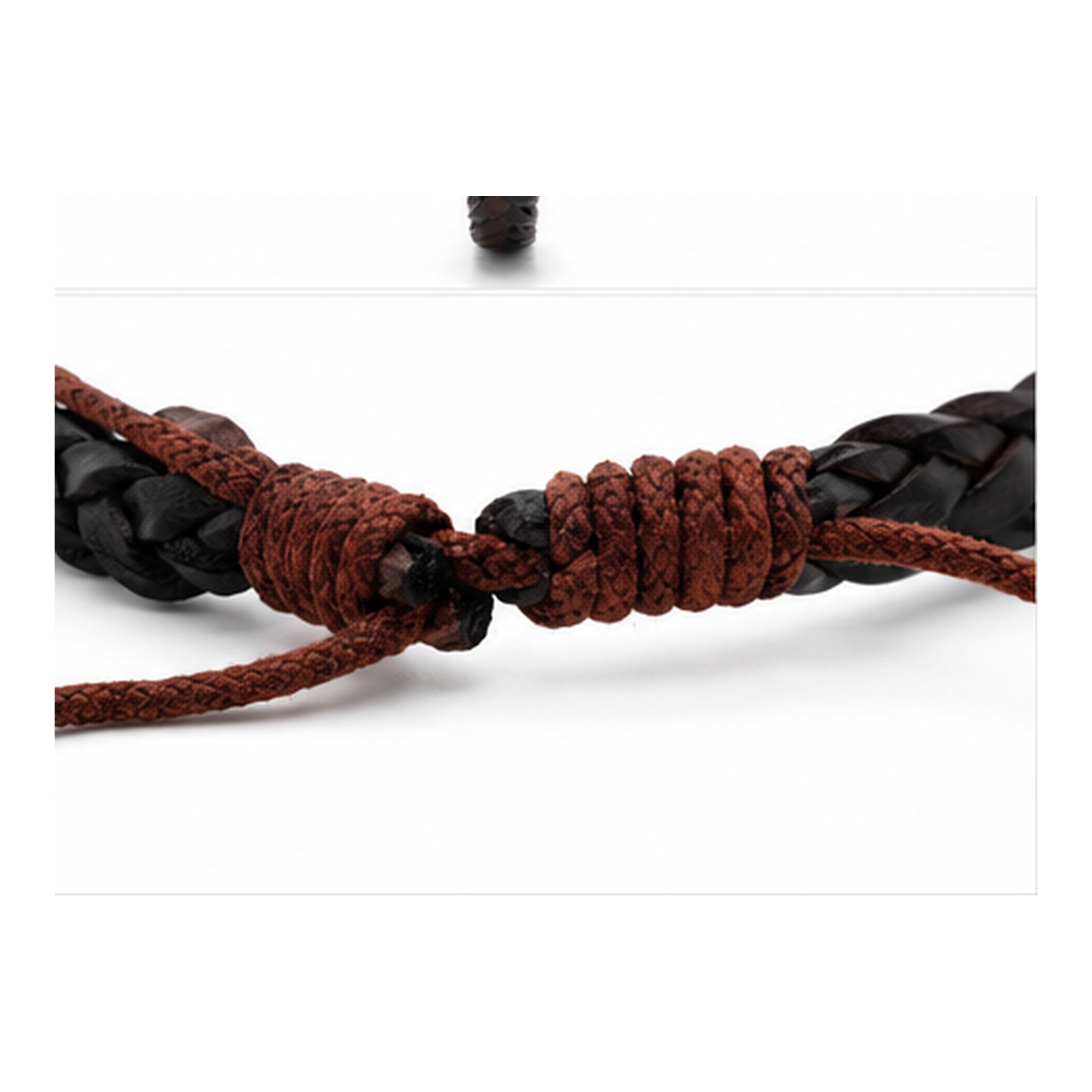 Dual-Tone Braided Adjustable Leather Bracelet for Men | Handmade Black & Brown Bracelet