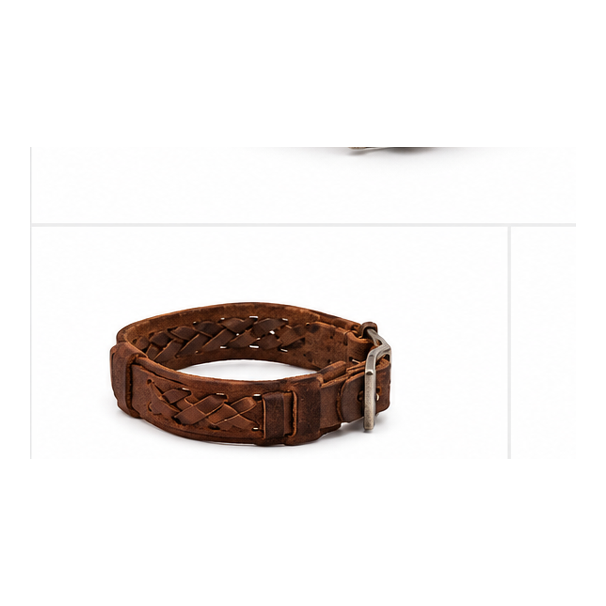 Handwoven Brown Leather Bracelet for Men | Adjustable Genuine Leather Wristband