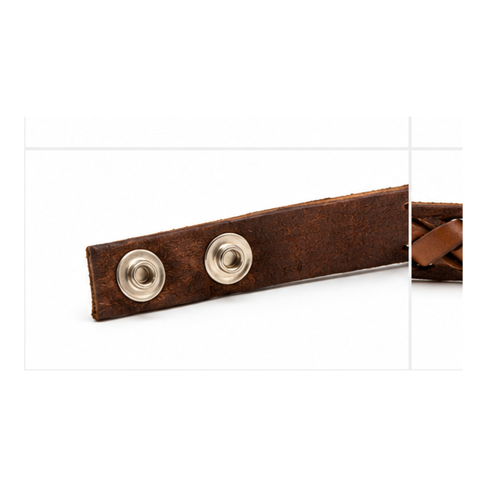 Handwoven Brown Leather Snap Bracelet for Men | Vintage Braided Leather Bracelet