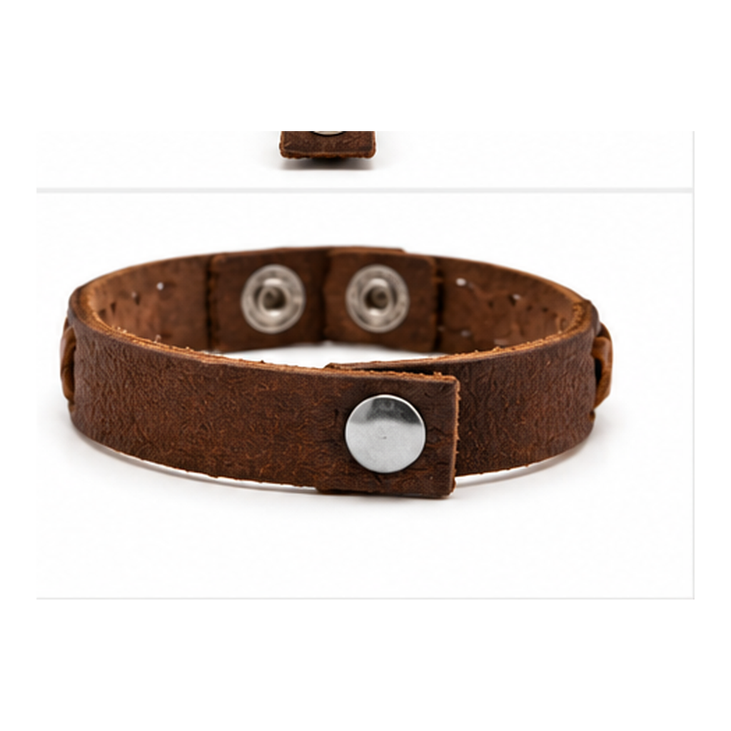 Handwoven Brown Leather Snap Bracelet for Men | Vintage Braided Leather Bracelet