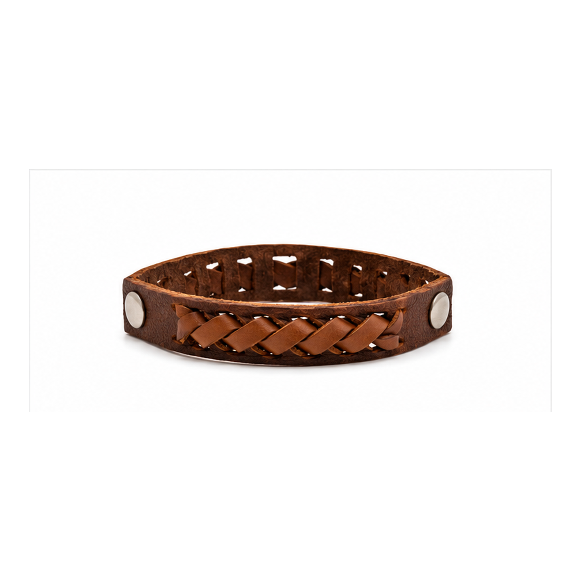 Classic Braided Brown Leather Snap Bracelet for Men | Handmade Genuine Leather Bracelet