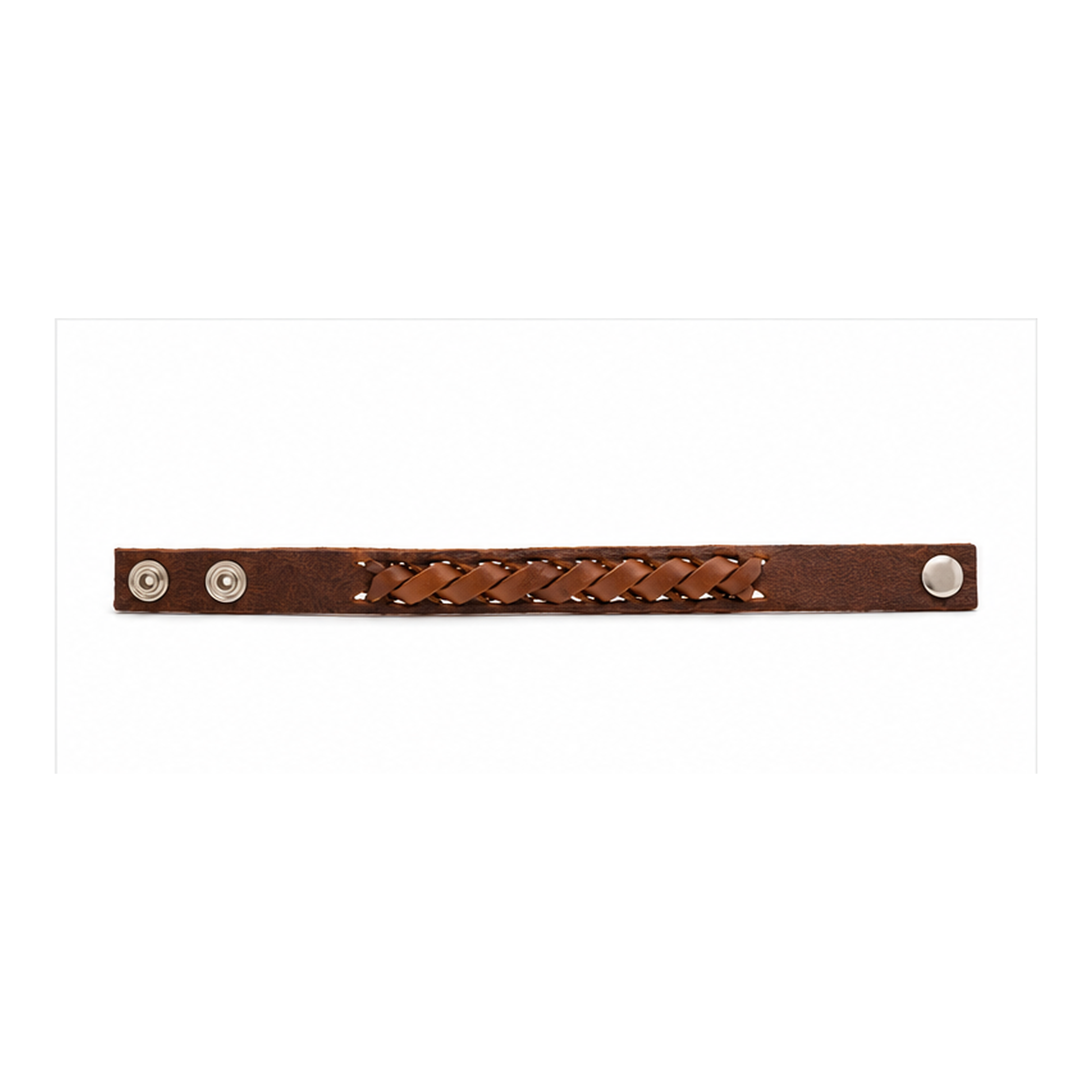 Classic Braided Brown Leather Snap Bracelet for Men | Handmade Genuine Leather Bracelet