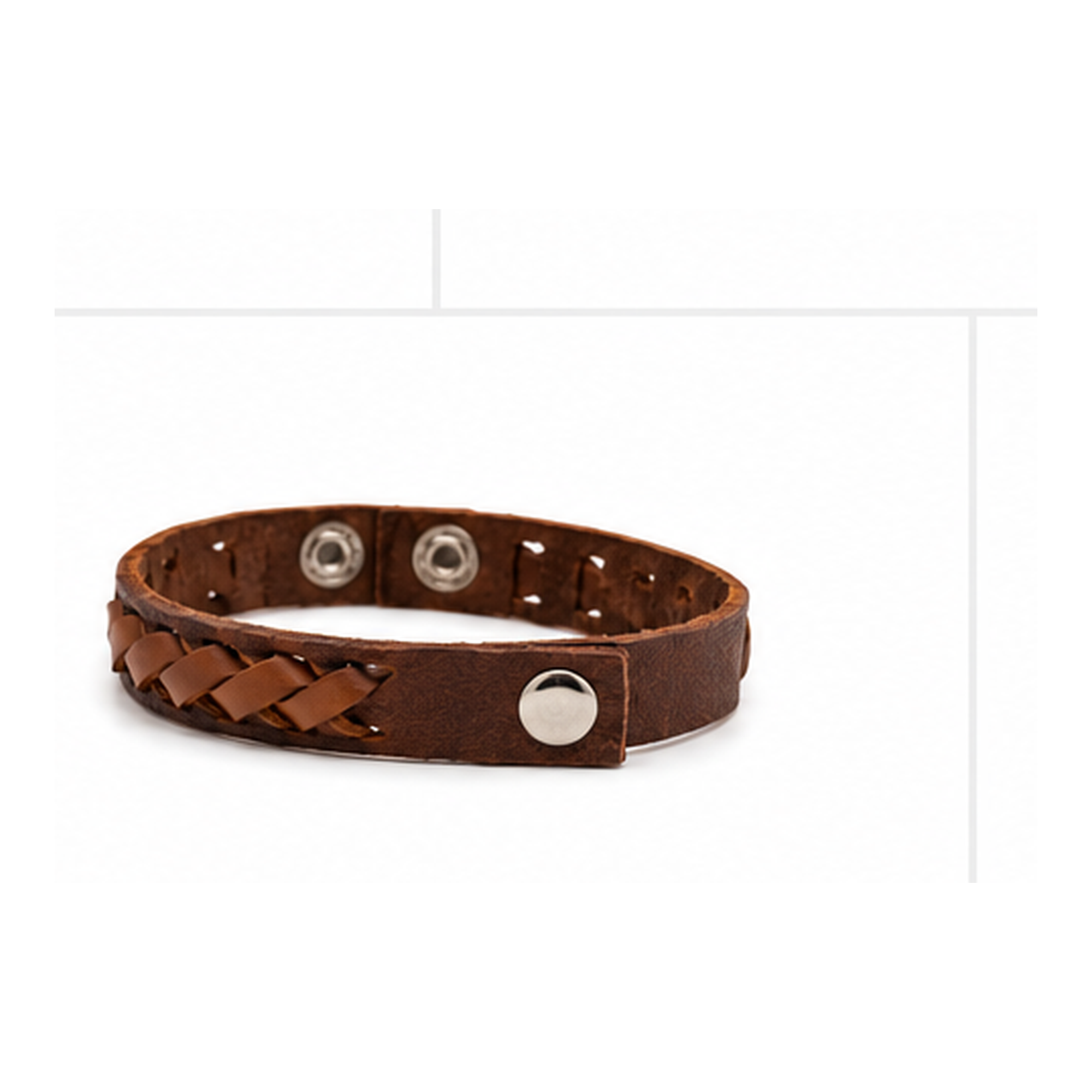 Classic Braided Brown Leather Snap Bracelet for Men | Handmade Genuine Leather Bracelet