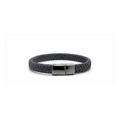 Stealth Black Braided Leather Bracelet with Magnetic Clasp | Men's Bracelet