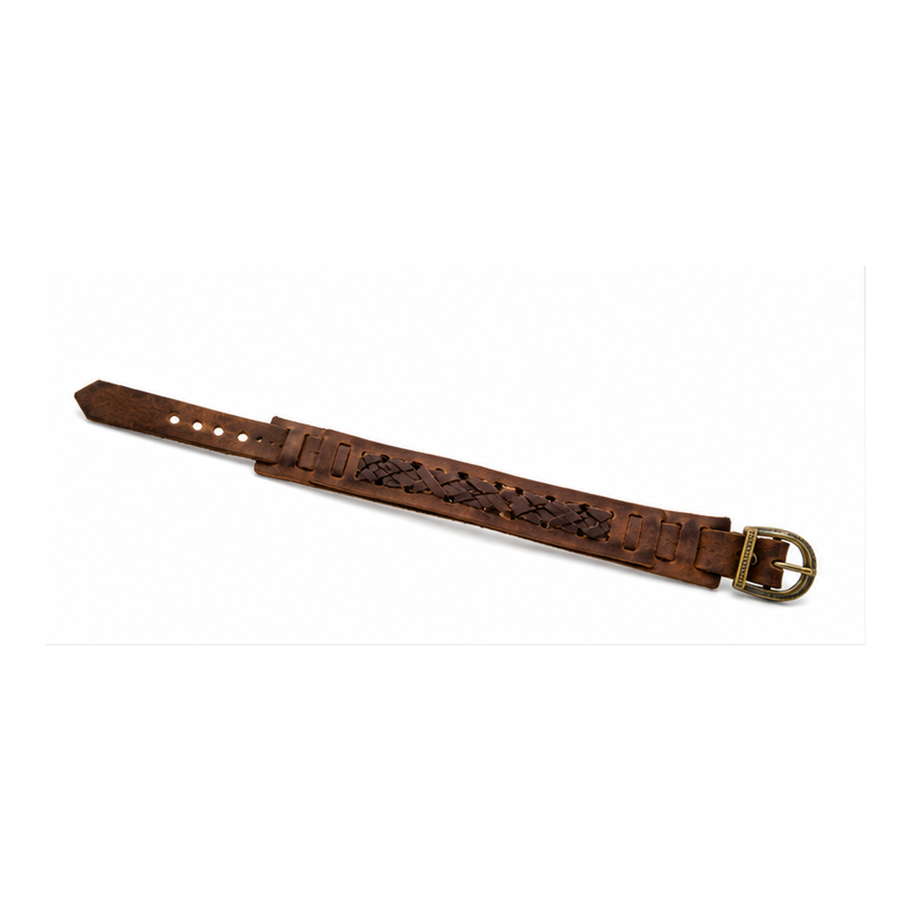 Vintage Braided Genuine Leather Cuff Bracelet for Men | Adjustable Brown Leather Wristband