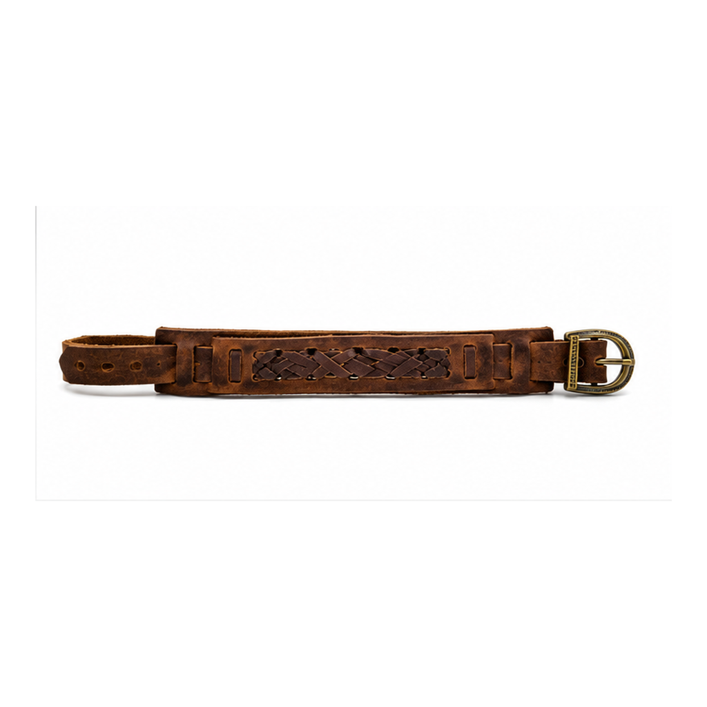 Vintage Braided Genuine Leather Cuff Bracelet for Men | Adjustable Brown Leather Wristband