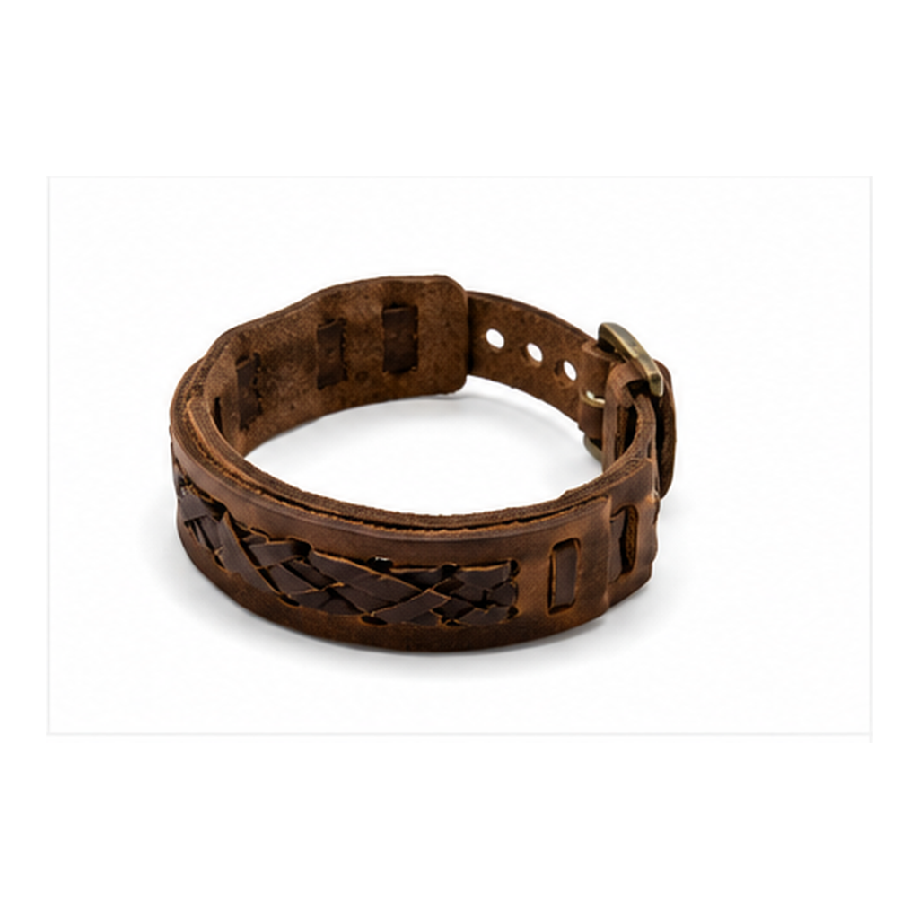 Vintage Braided Genuine Leather Cuff Bracelet for Men | Adjustable Brown Leather Wristband