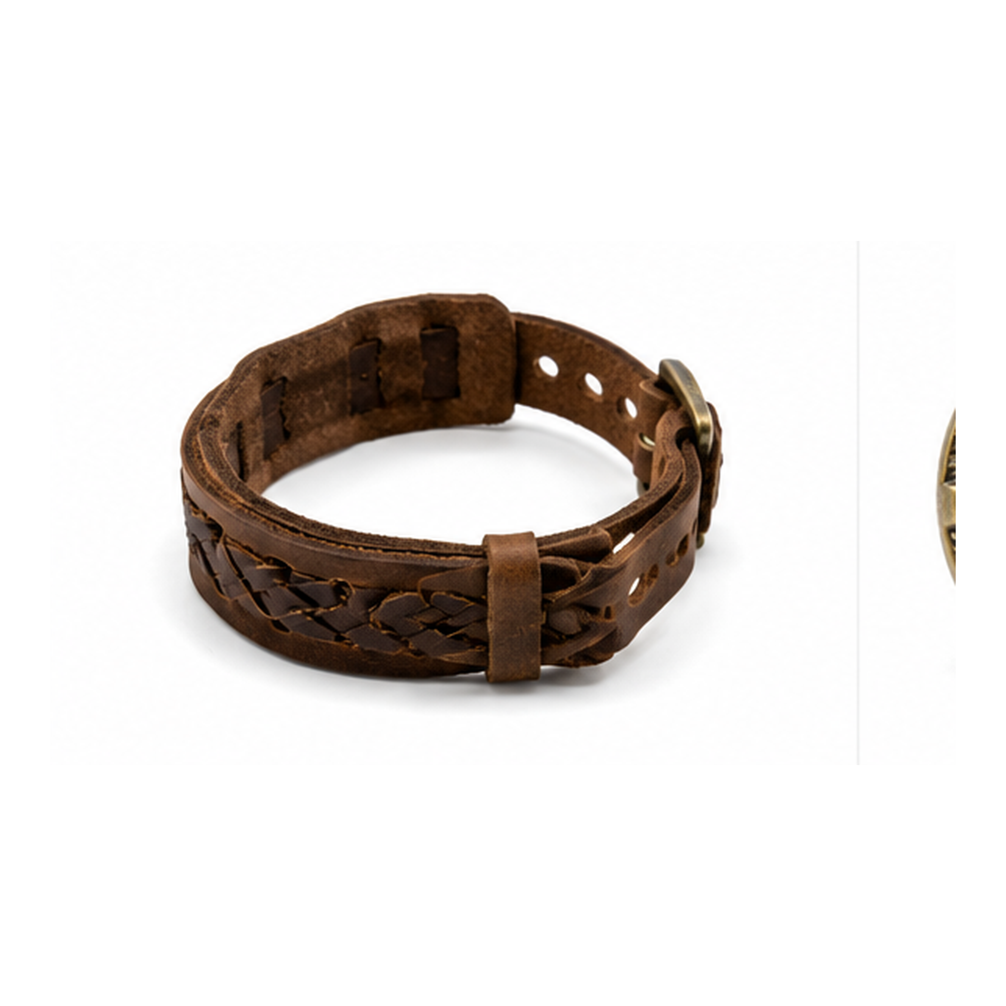 Vintage Braided Genuine Leather Cuff Bracelet for Men | Adjustable Brown Leather Wristband