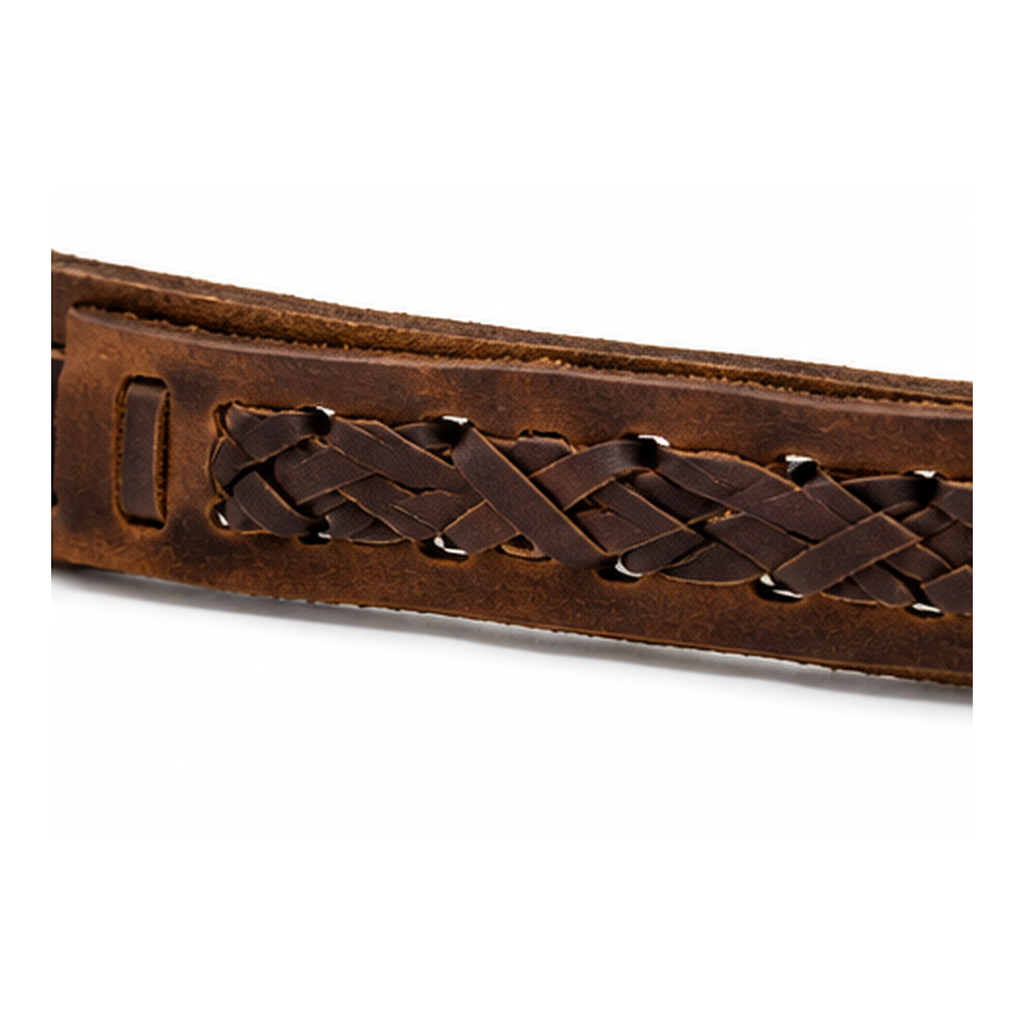 Vintage Braided Genuine Leather Cuff Bracelet for Men | Adjustable Brown Leather Wristband