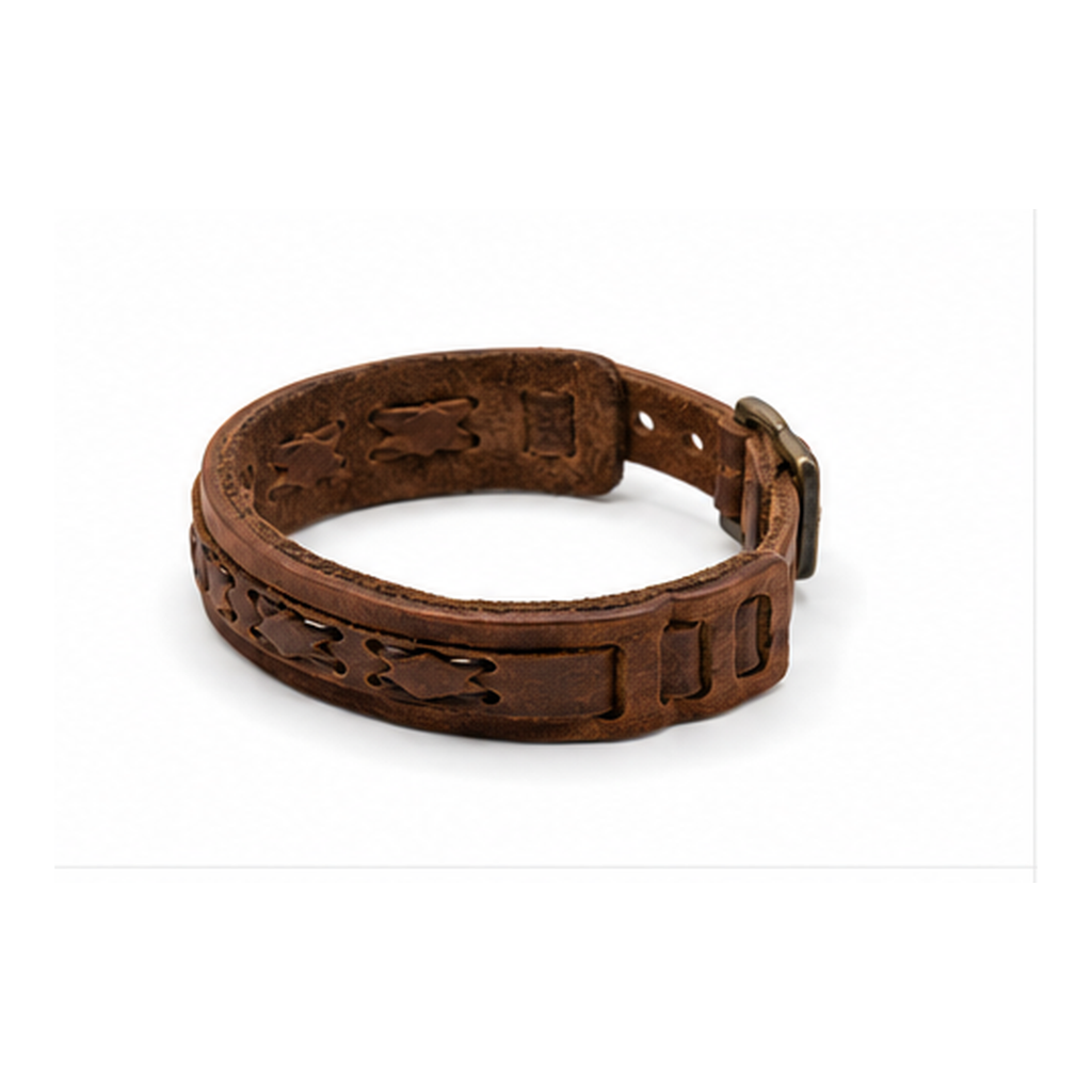 Heritage Woven Leather Bracelet for Men | Genuine Vintage Brown Leather Cuff