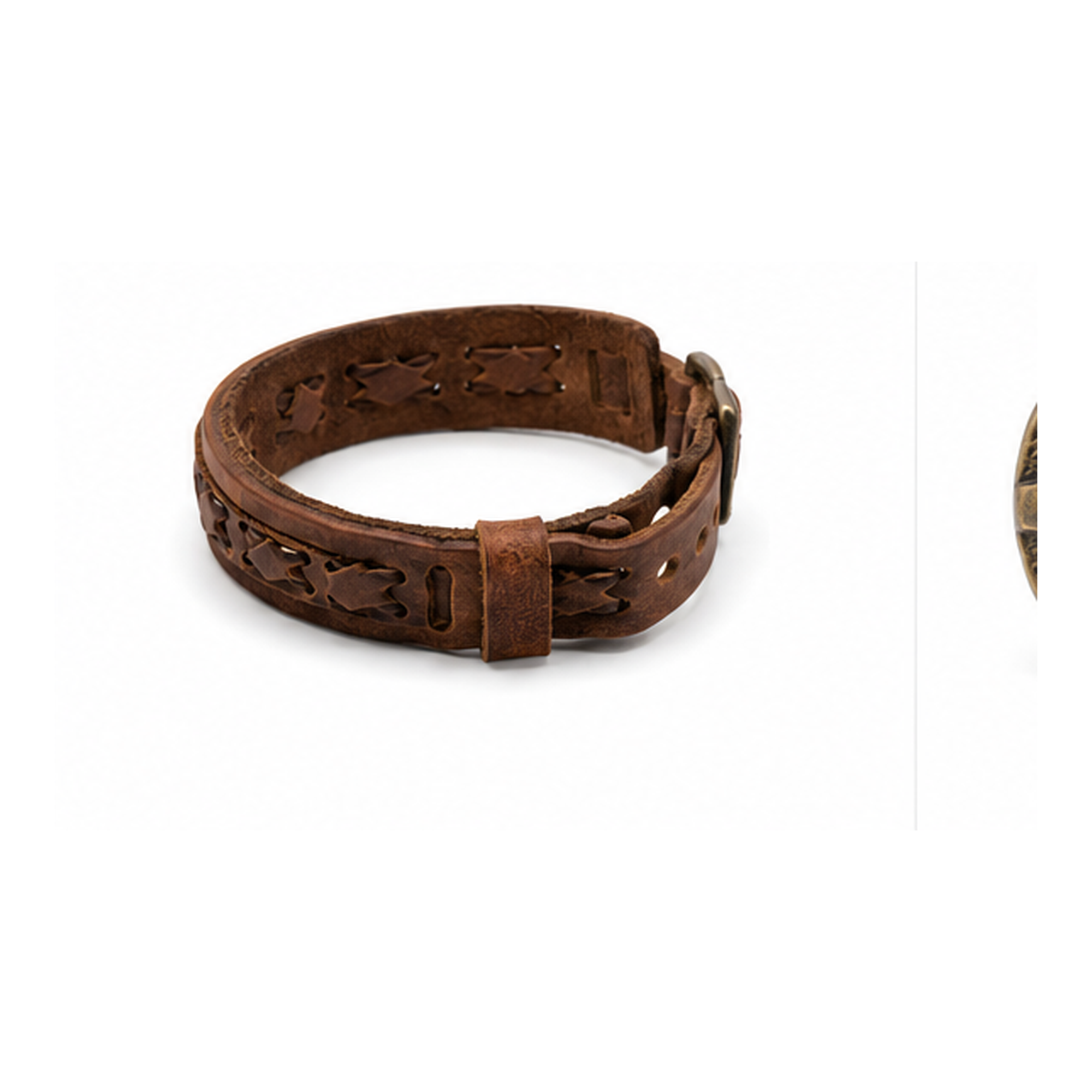 Heritage Woven Leather Bracelet for Men | Genuine Vintage Brown Leather Cuff
