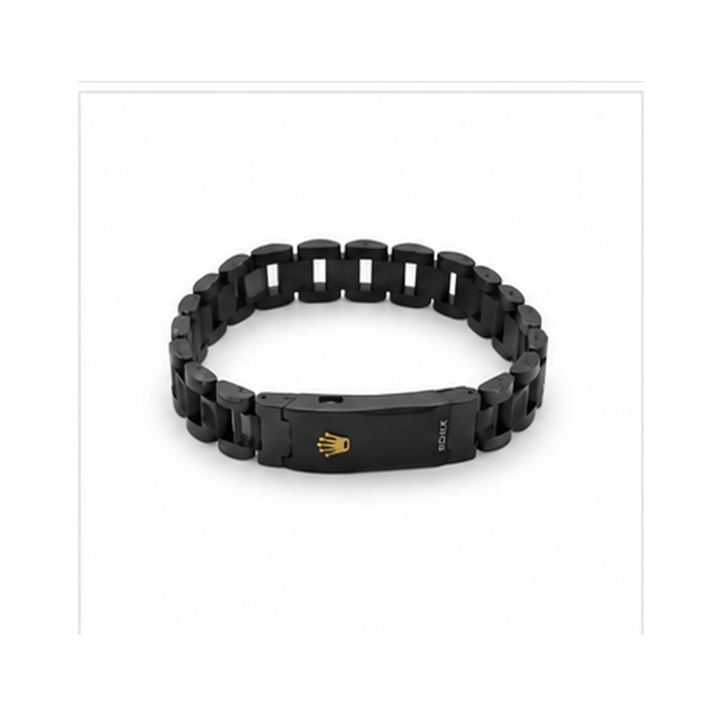 Luxury Black Stainless Steel Link Bracelet for Men
