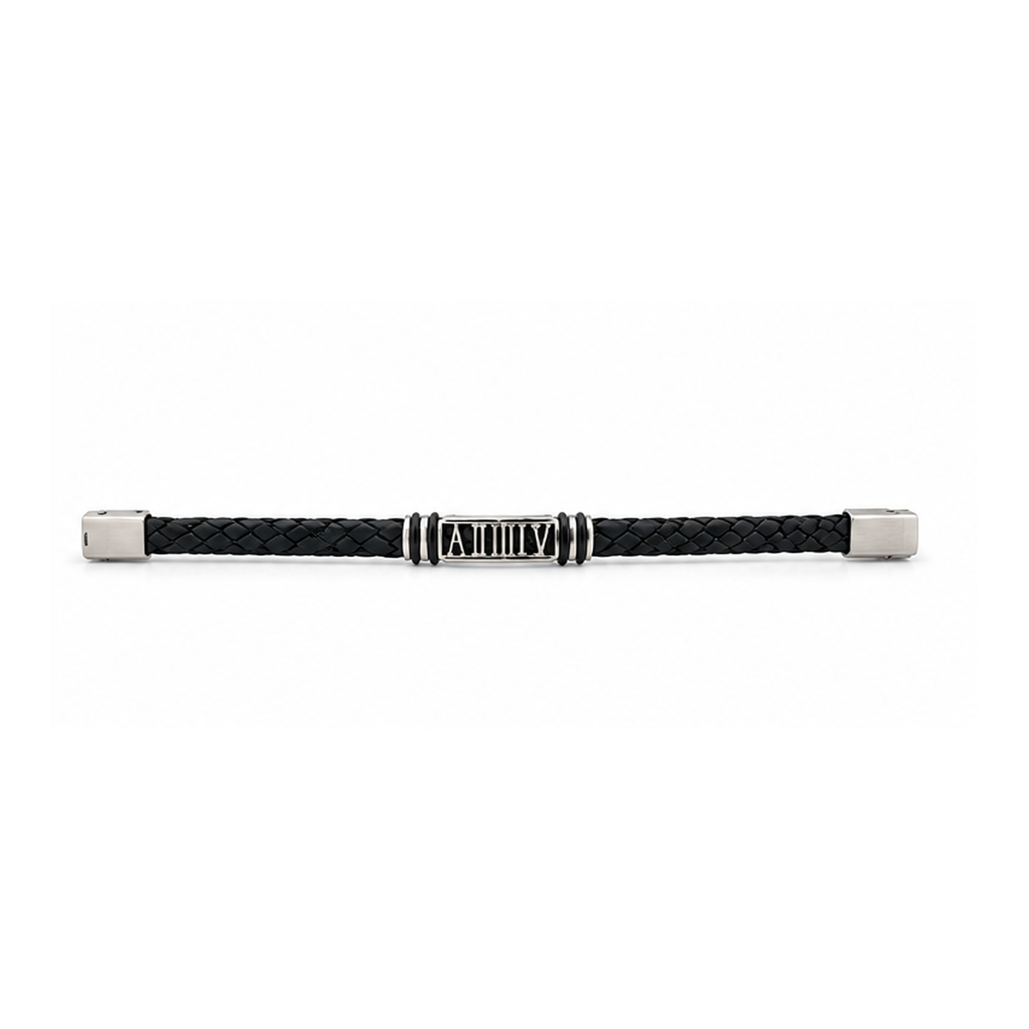 Roman Heritage Braided Leather Bracelet for Men | Black Leather & Stainless Steel