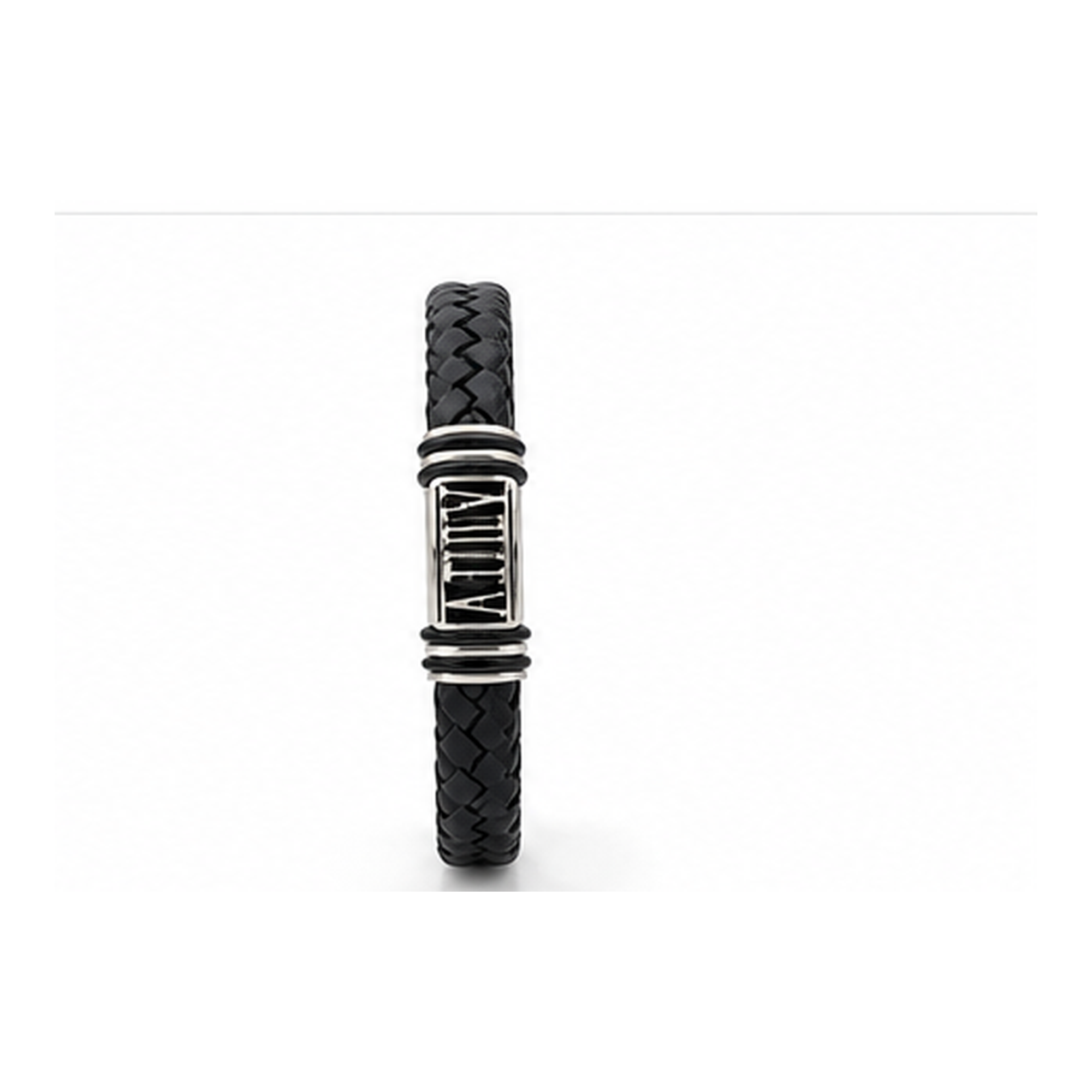 Roman Heritage Braided Leather Bracelet for Men | Black Leather & Stainless Steel