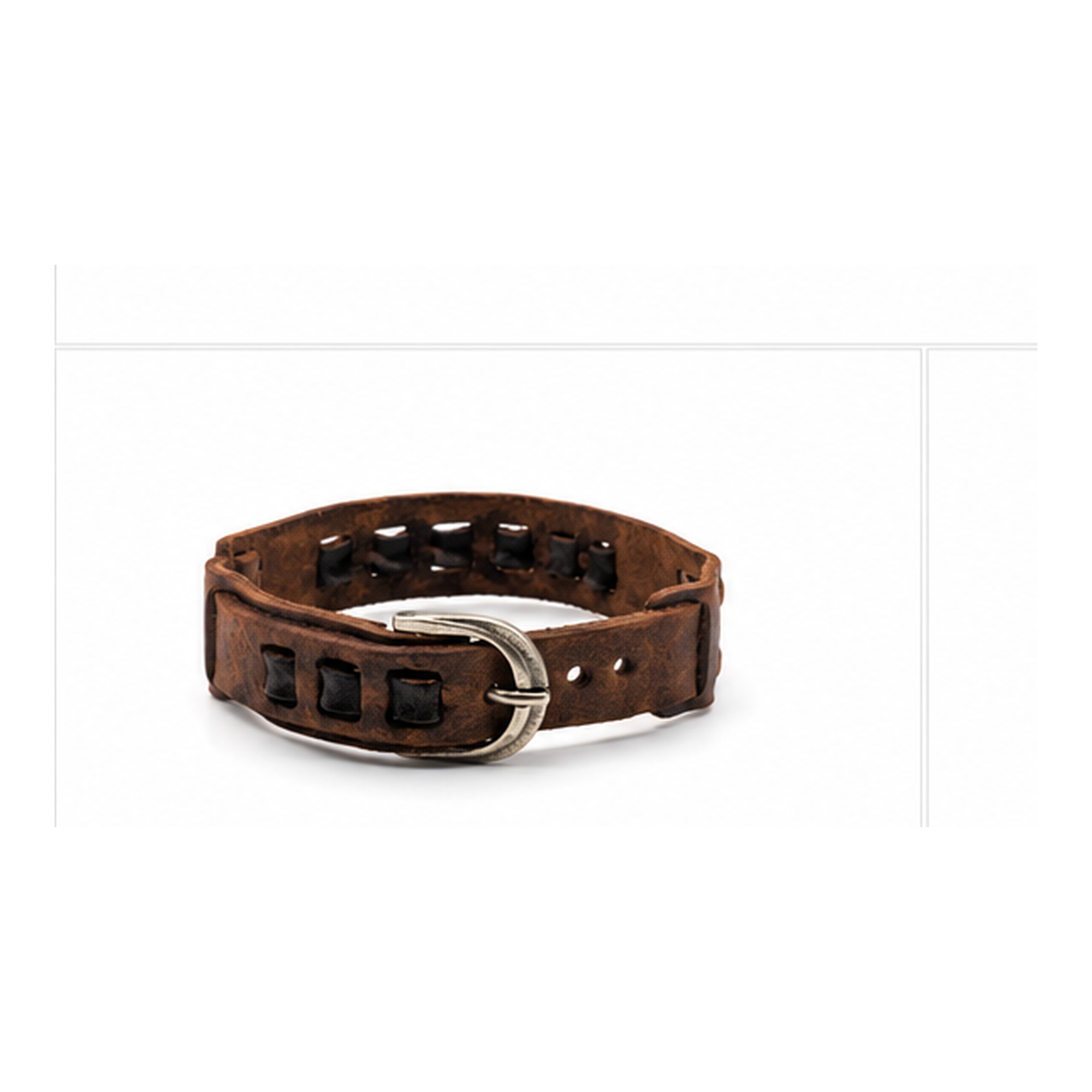 Vintage Brown Leather Bracelet with Black Studs | Adjustable Men's Leather Bracelet