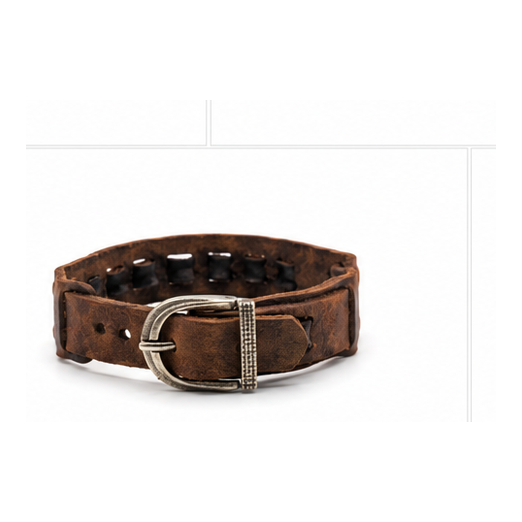 Vintage Brown Leather Bracelet with Black Studs | Adjustable Men's Leather Bracelet