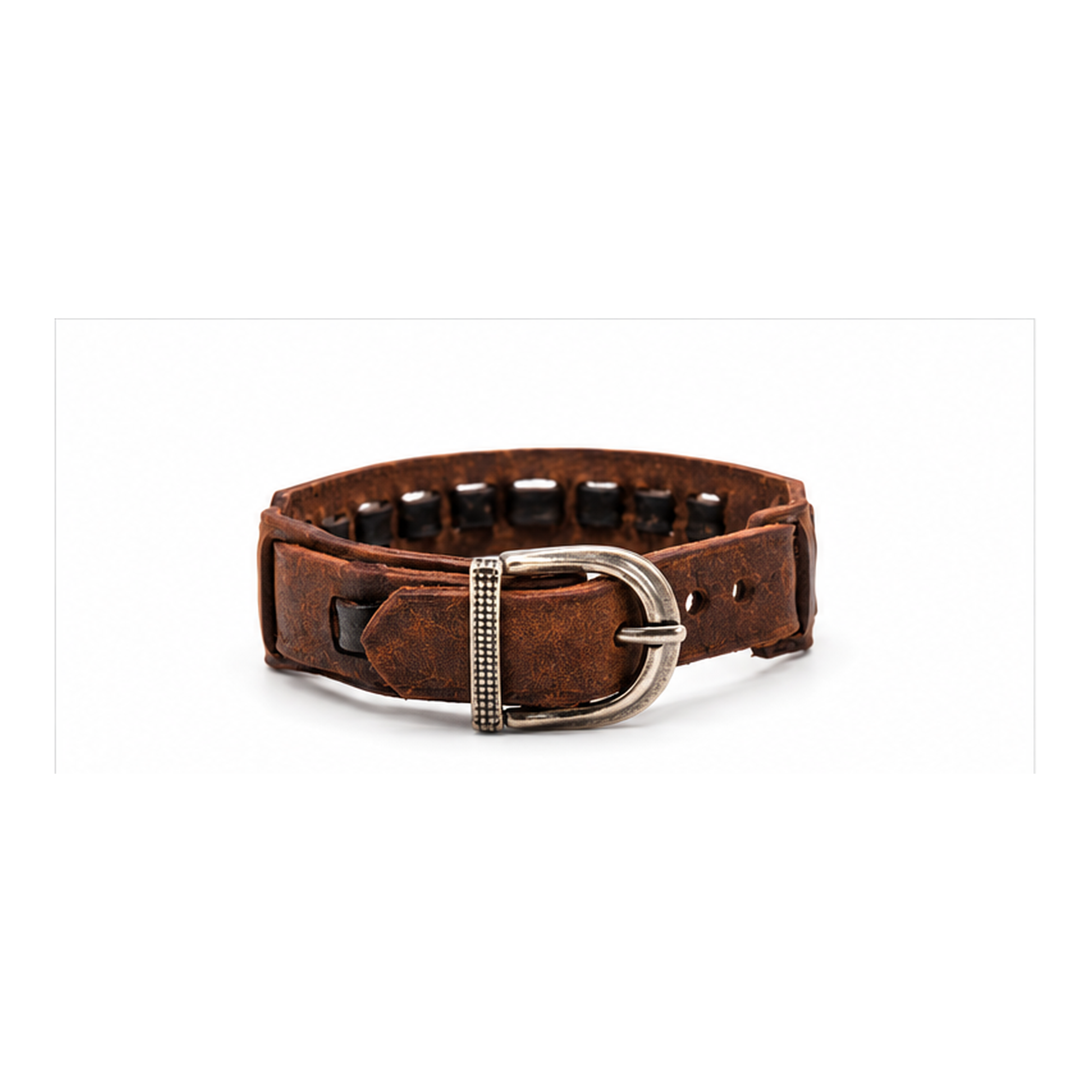 Rustic Brown Leather Bracelet with Black Studs | Adjustable Men's Leather Bracelet