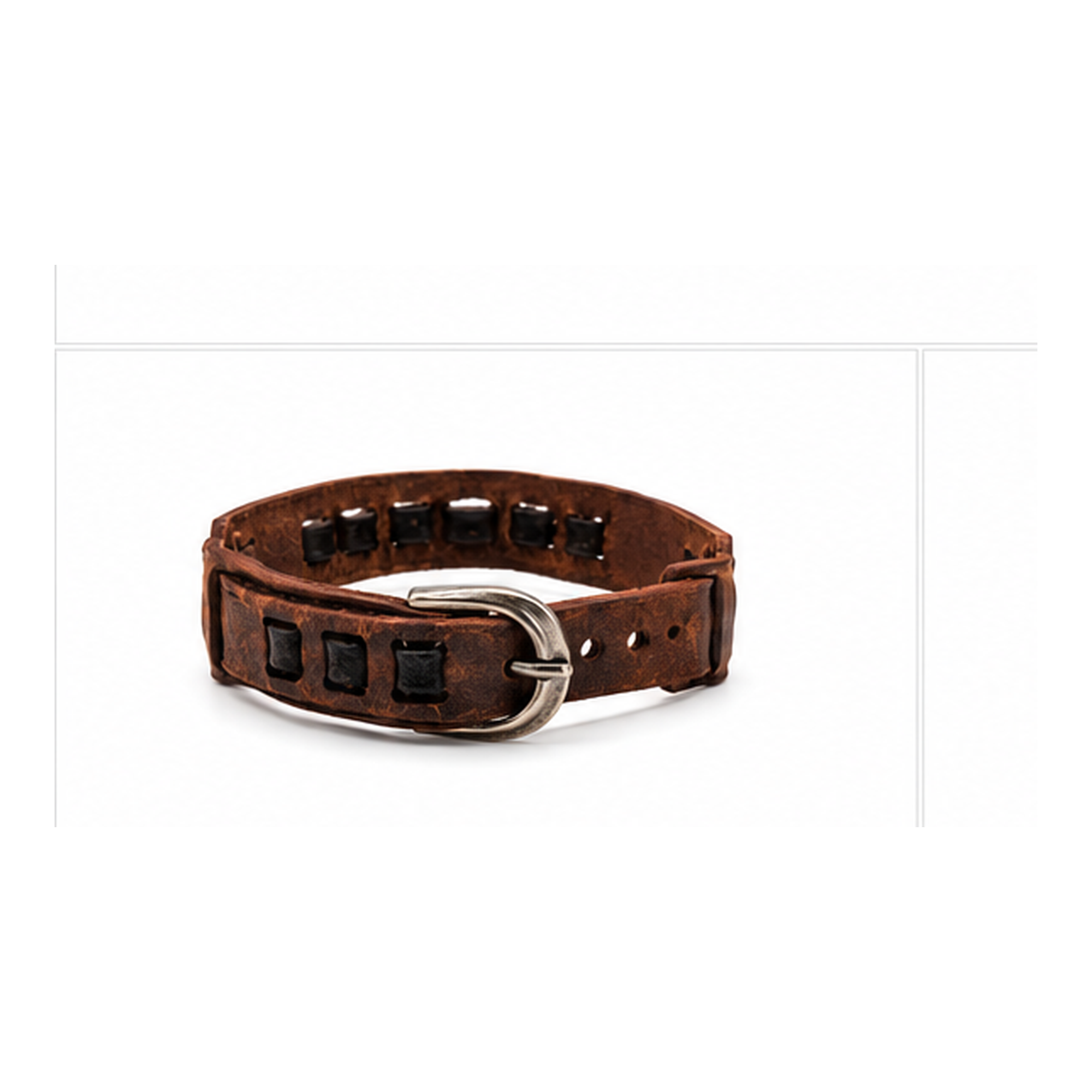 Rustic Brown Leather Bracelet with Black Studs | Adjustable Men's Leather Bracelet